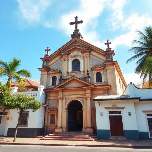 Fachada histórica de igreja colonial em cidade do interior